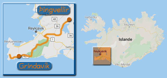Carte Grindavík - Þingvellir